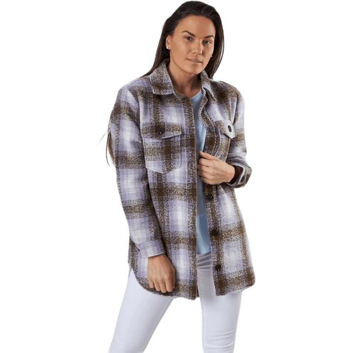 Deena-Oma L/S Check Shacket CC Pnt Blanc