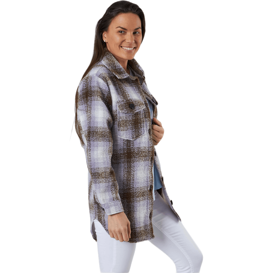 Deena-Oma L/S Check Shacket CC Pnt Blanc