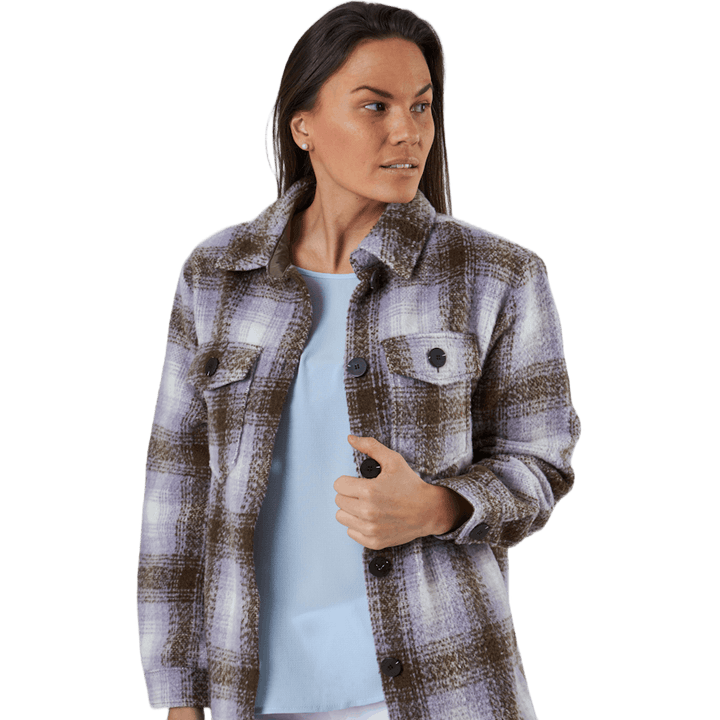 Deena-Oma L/S Check Shacket CC Pnt Blanc