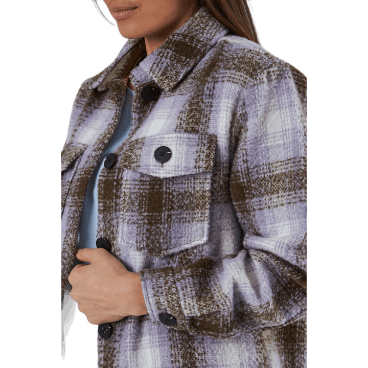 Deena-Oma L/S Check Shacket CC Pnt Blanc