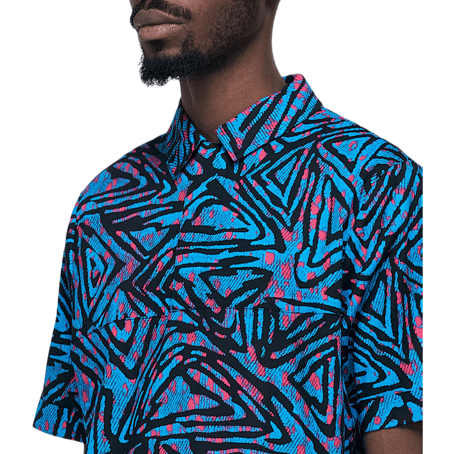 Polo tissé Aop bleu