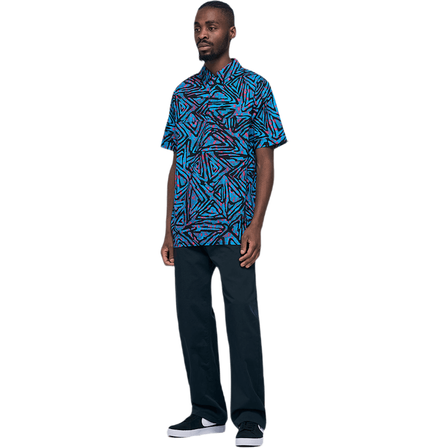 Polo tissé Aop bleu