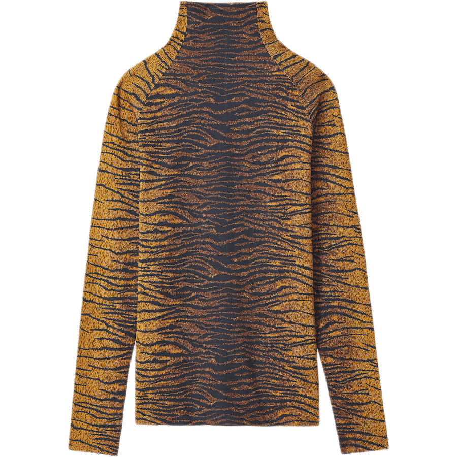 Top a manica lunga con collo alto Khaki