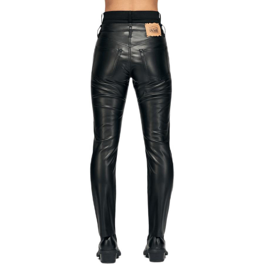 Jean en cuir noir à double taille