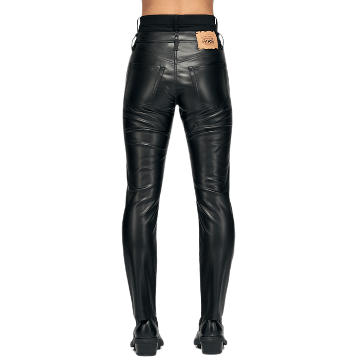 Jean en cuir noir à double taille
