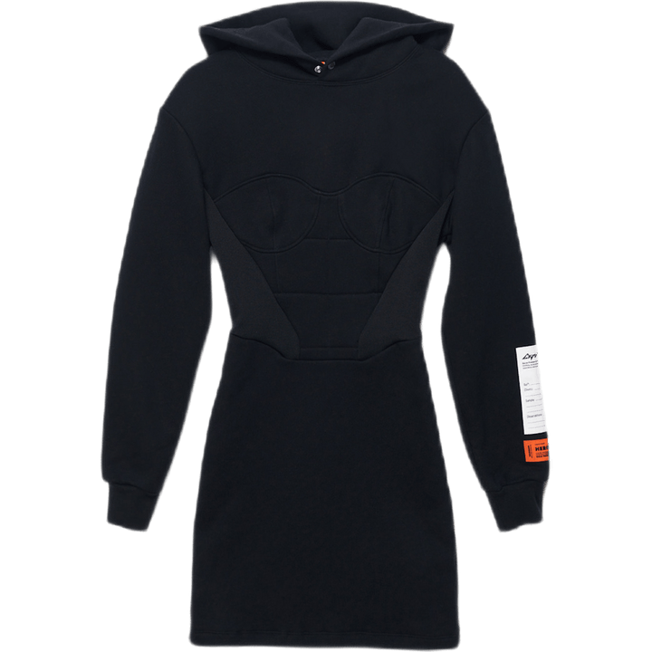 Kapuzen-Korsettkleid Schwarz