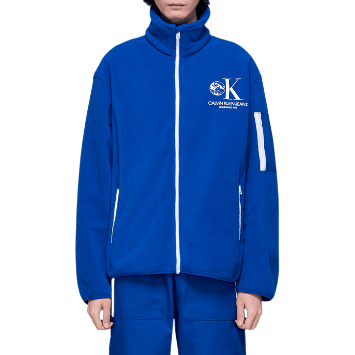 Grafisch fleecejack blauw