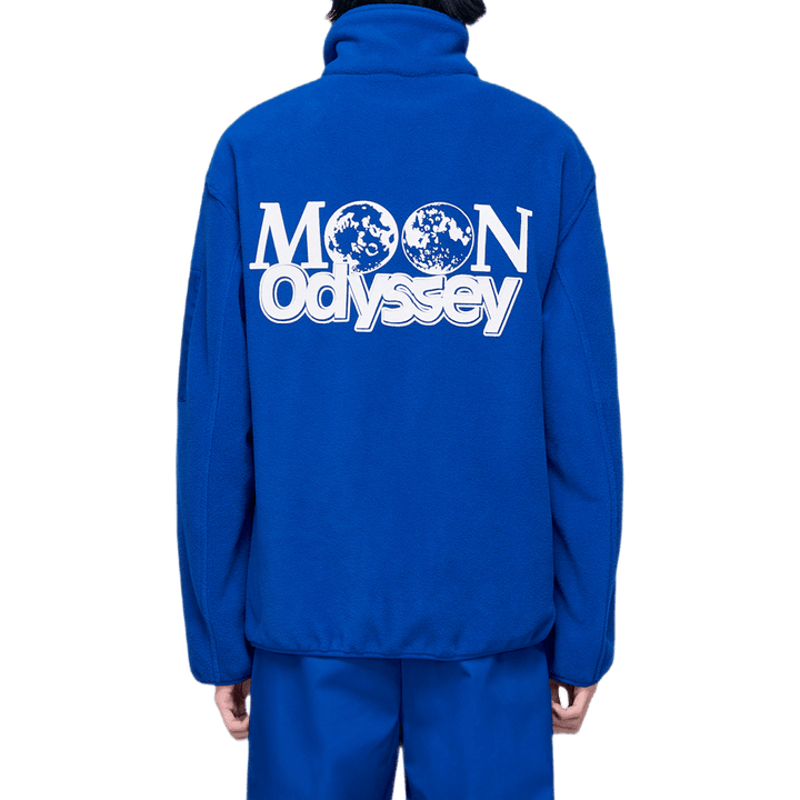 Grafisch fleecejack blauw