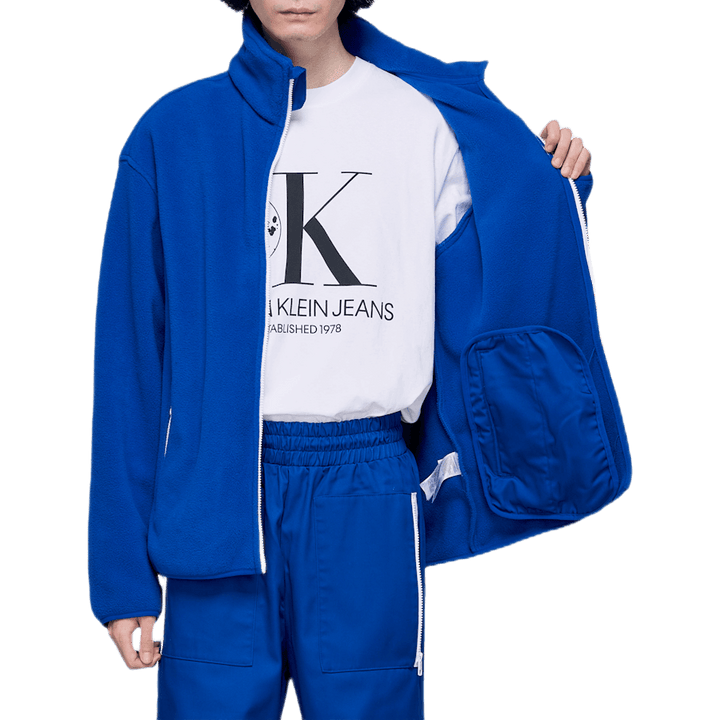 Grafisch fleecejack blauw