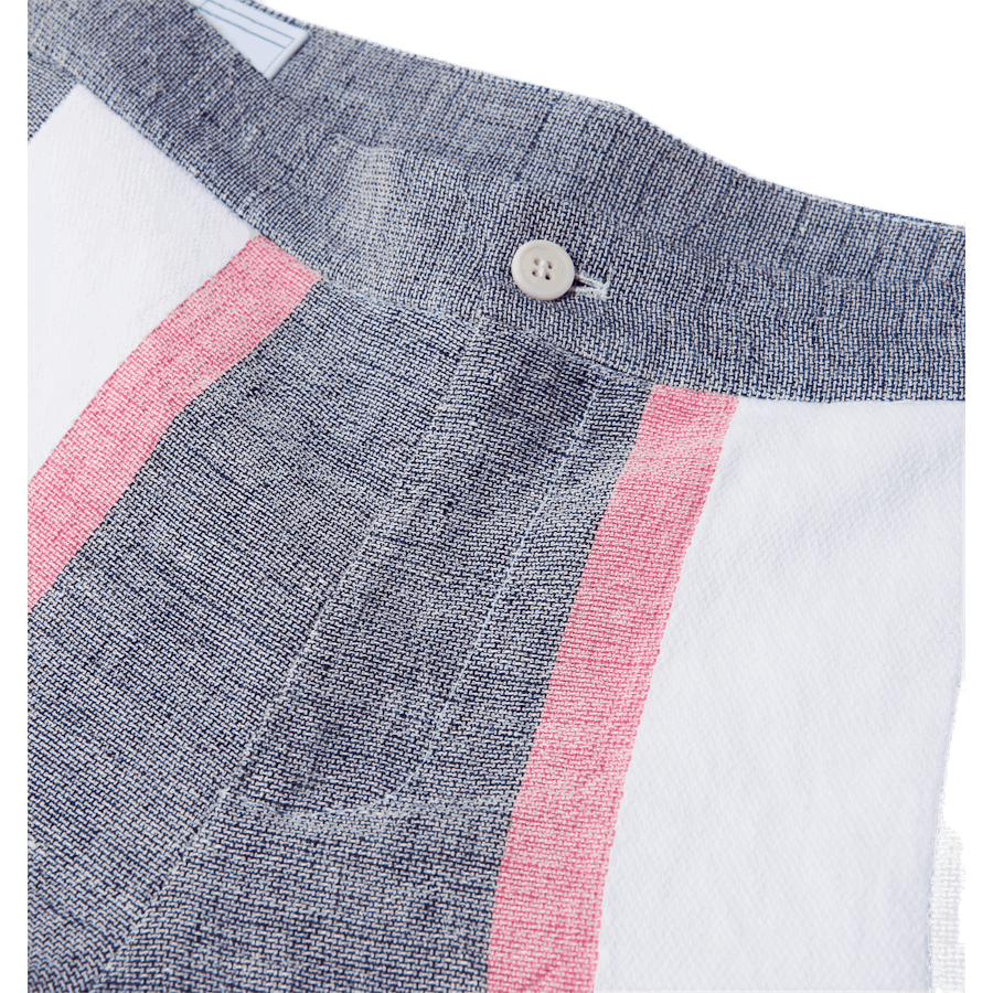 Pantaloncini in lino a righe blu