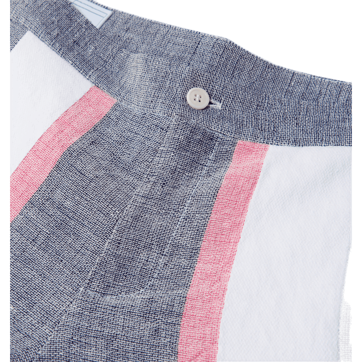 Pantaloncini in lino a righe blu