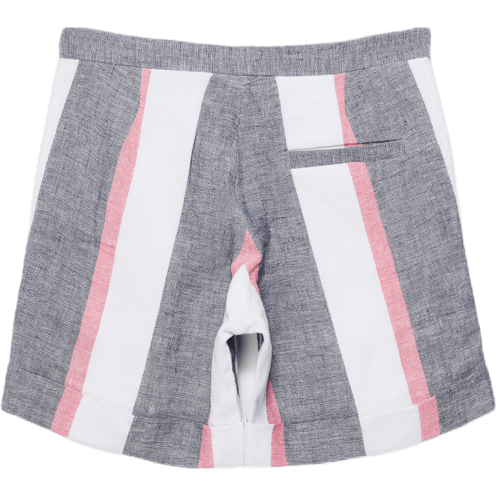 Pantaloncini in lino a righe blu