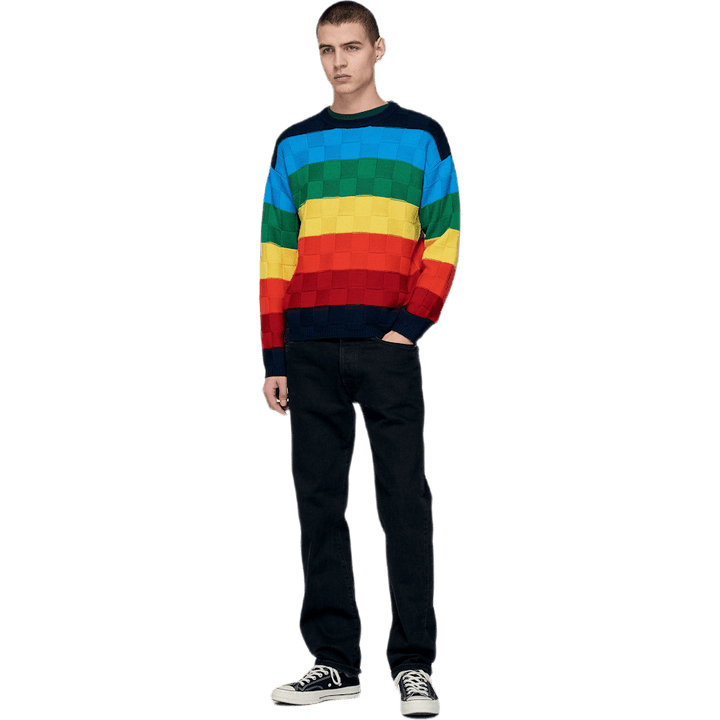 Regenbogen-Schachbrett-Strick Multi