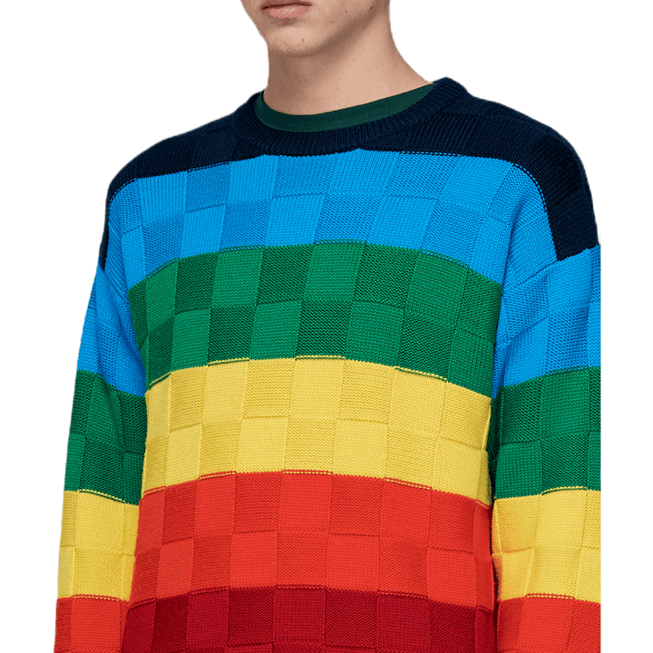 Regenbogen-Schachbrett-Strick Multi
