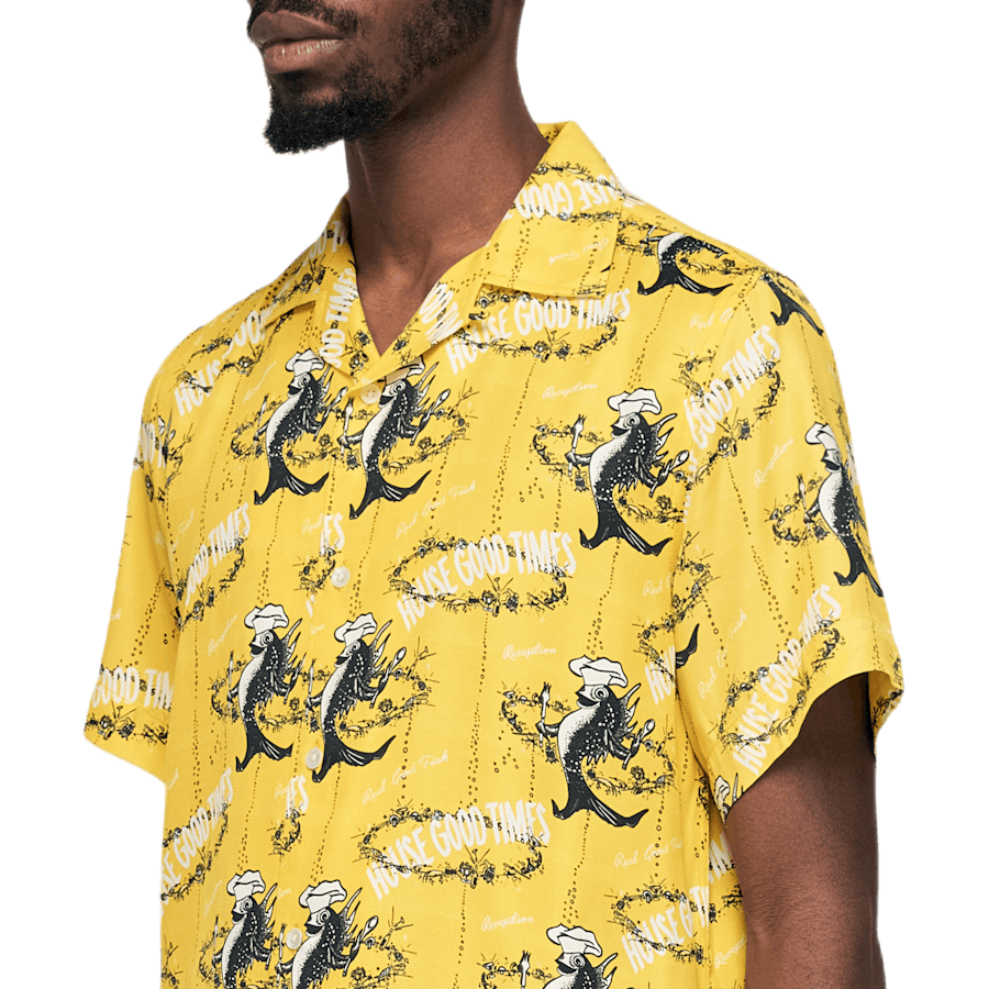 T-shirt de bowling jaune à manches courtes