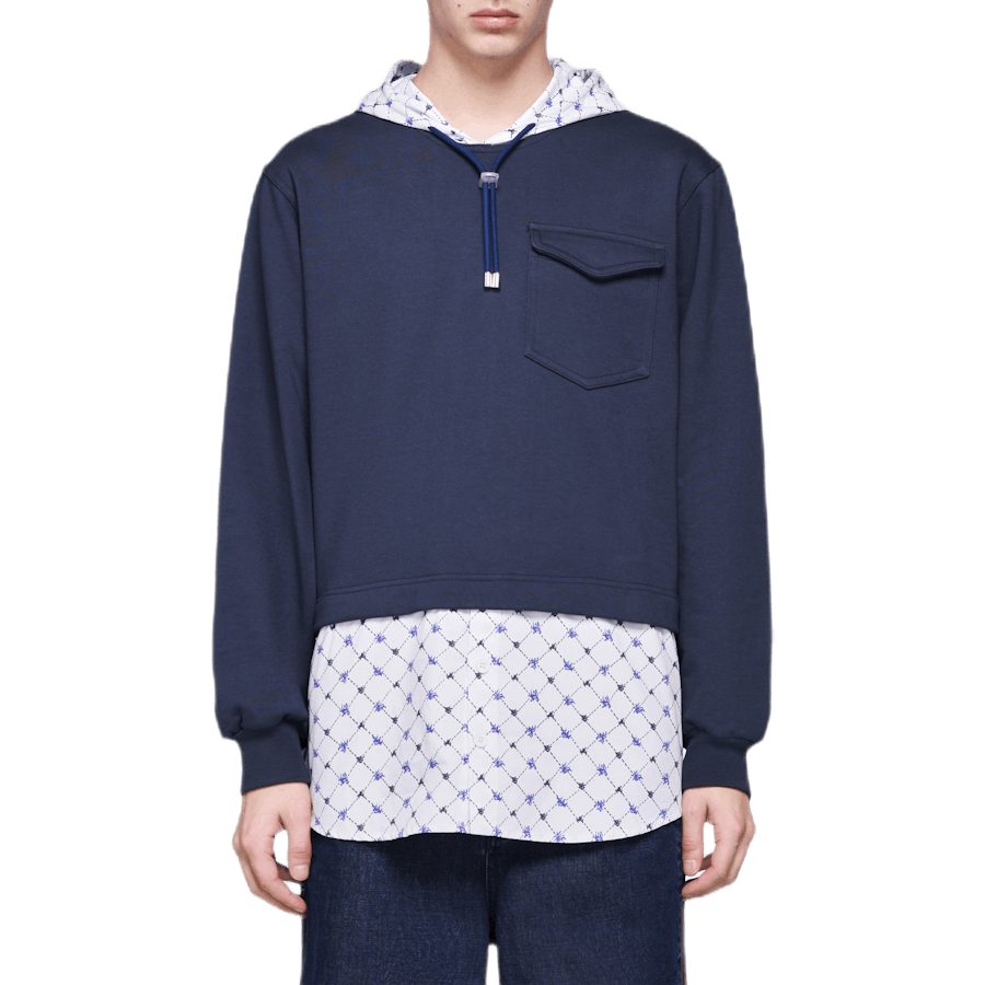 Felpa con cappuccio Popeline Blu