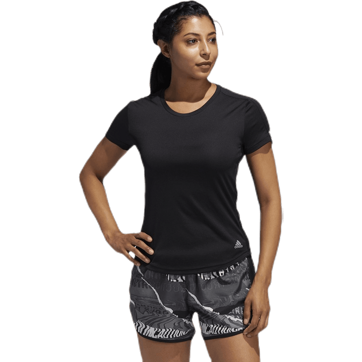 T-shirt à manches courtes Adidas Run It pour femme, noir