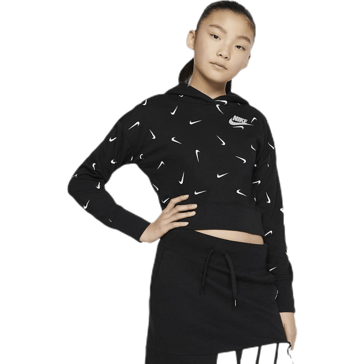 Swooshfetti Crop Hoodie Jr White/Black