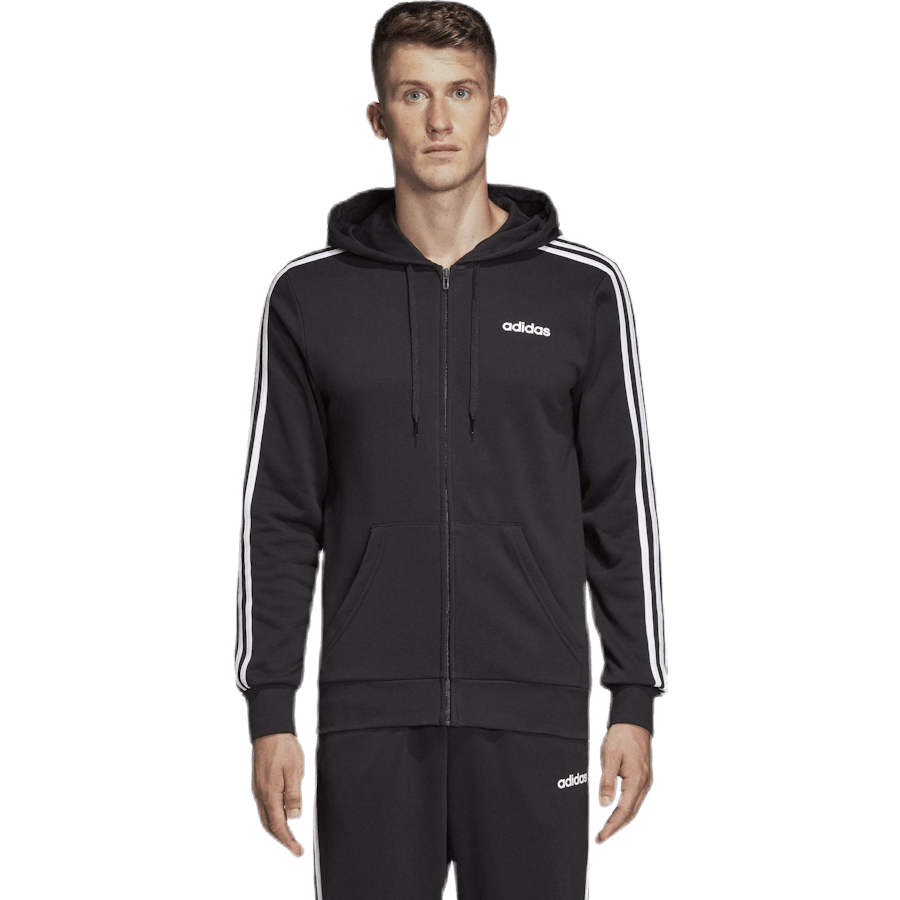 Essentials 3 Stripes Fullzip French Terry Black / White