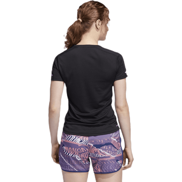 T-shirt Adidas Run 3 Stripes pour femme, noir