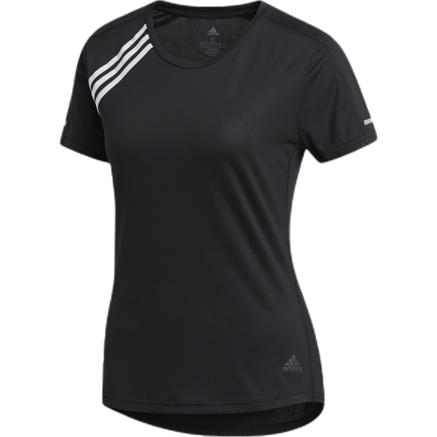 T-shirt Adidas Run 3 Stripes pour femme, noir