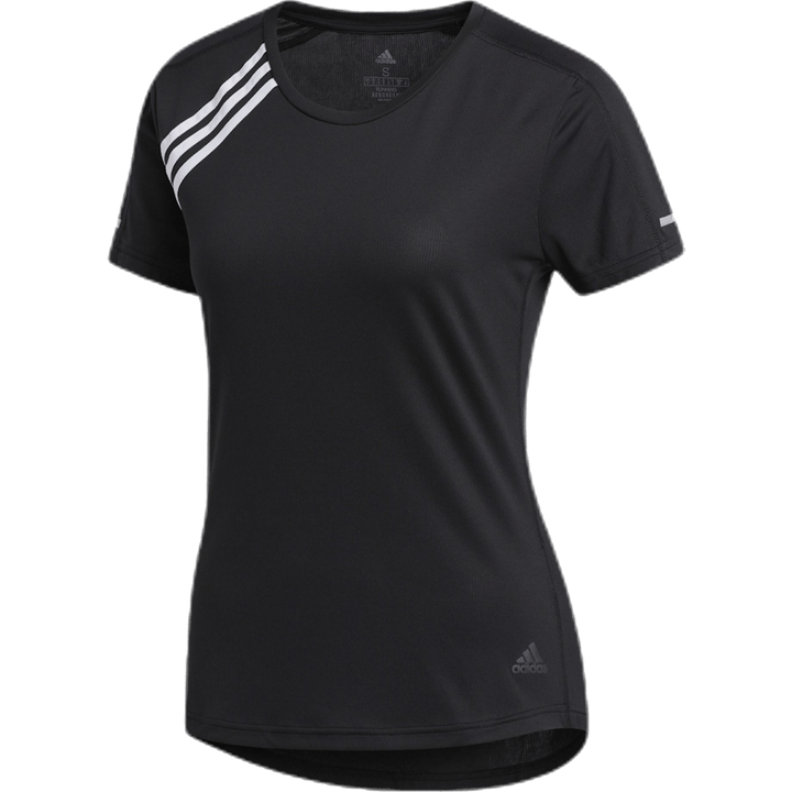 T-shirt Adidas Run 3 Stripes pour femme, noir