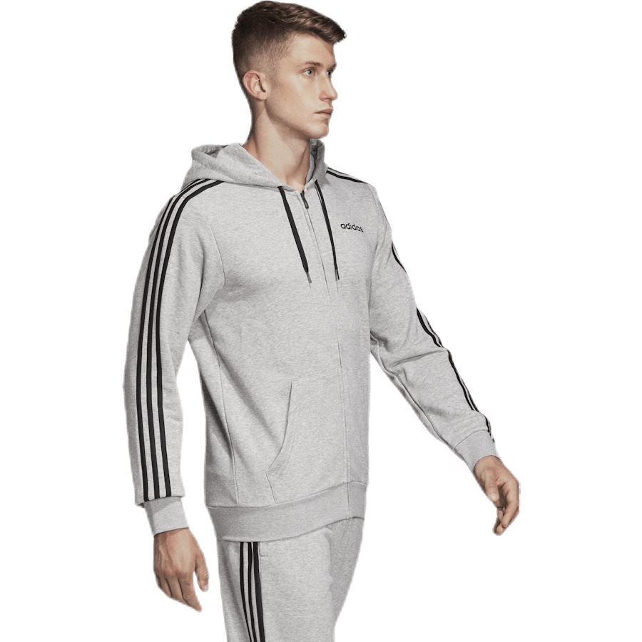 Essentials 3 Stripes Fullzip French Terry Grigio medio / Nero