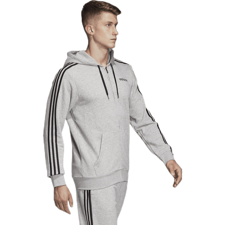 Essentials 3 Stripes Fullzip French Terry Grigio medio / Nero