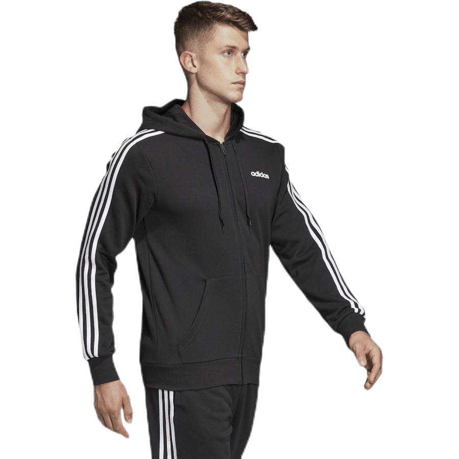 Essentials 3 Stripes Fullzip French Terry Black / White