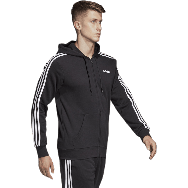 Essentials 3 Stripes Fullzip French Terry Black / White