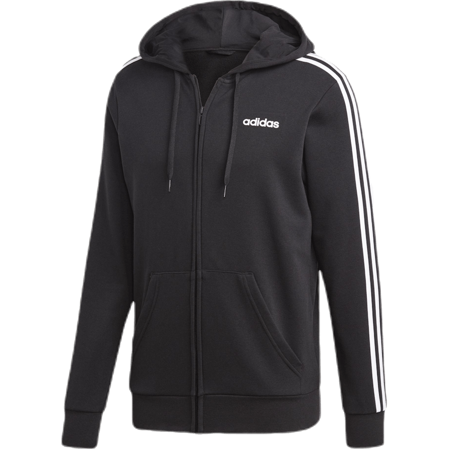 Essentials 3 Stripes Fullzip French Terry Black / White