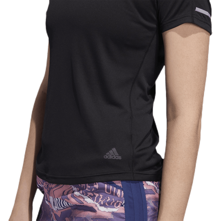 T-shirt Adidas Run 3 Stripes pour femme, noir