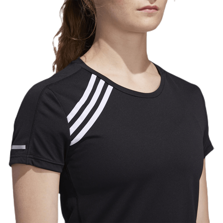 T-shirt Adidas Run 3 Stripes pour femme, noir