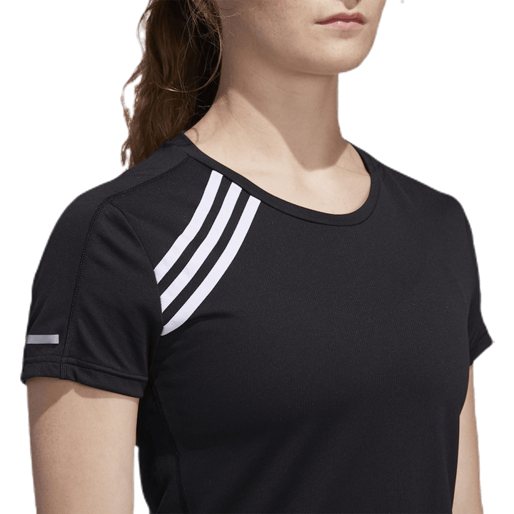 T-shirt Adidas Run 3 Stripes pour femme, noir