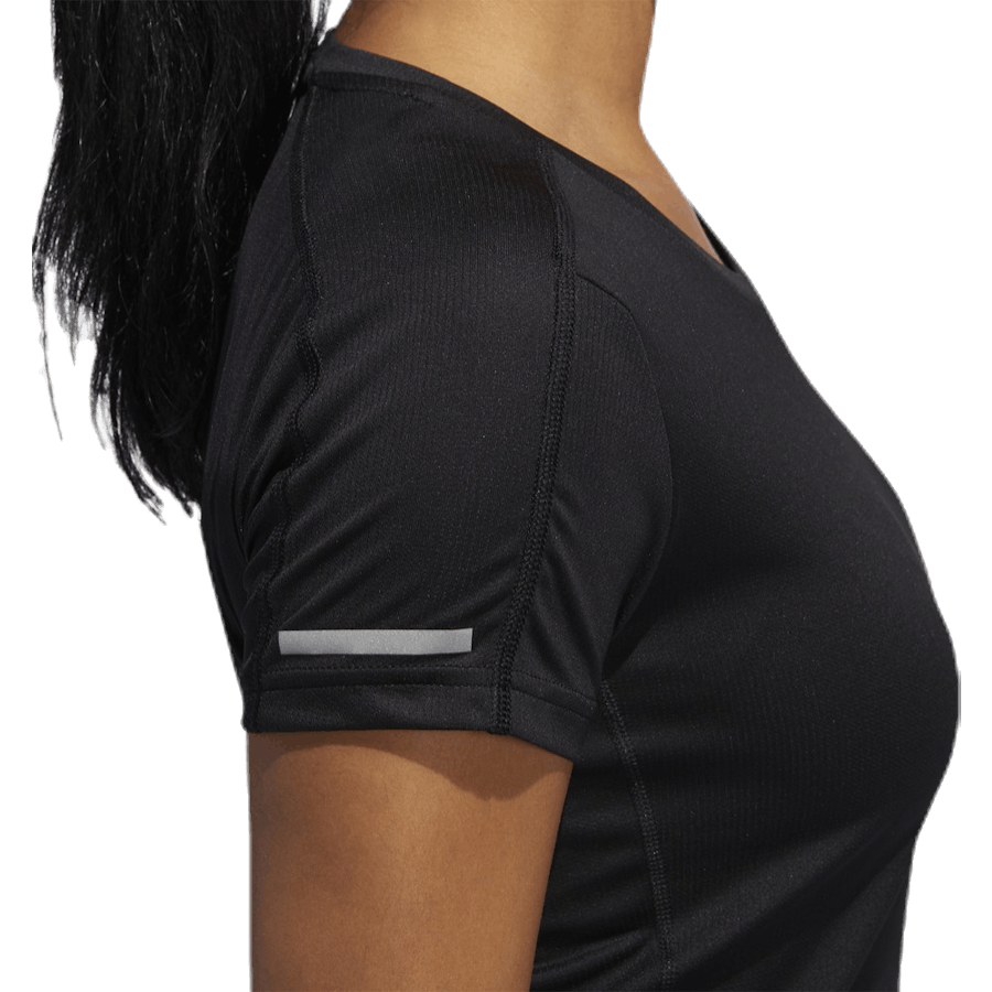 T-shirt à manches courtes Adidas Run It pour femme, noir