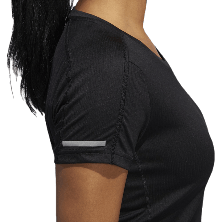 T-shirt à manches courtes Adidas Run It pour femme, noir