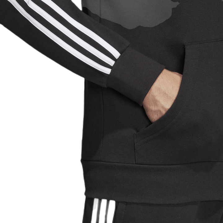 Essentials 3 Stripes Fullzip French Terry Black / White