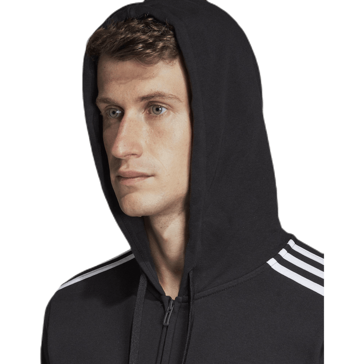 Essentials 3 Stripes Fullzip French Terry Black / White
