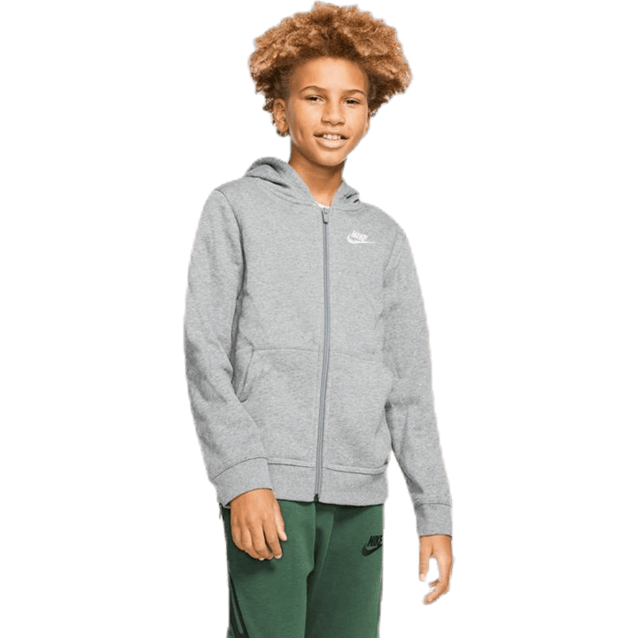 Sportswear Club Big Kids' Full-Zip Hoodie CARBON HEATHER/SMOKE GREY/WHITE