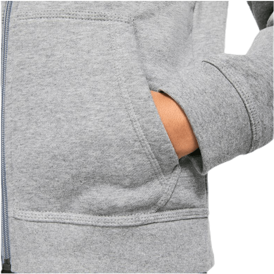 Sportswear Club Big Kids' Full-Zip Hoodie CARBON HEATHER/SMOKE GREY/WHITE