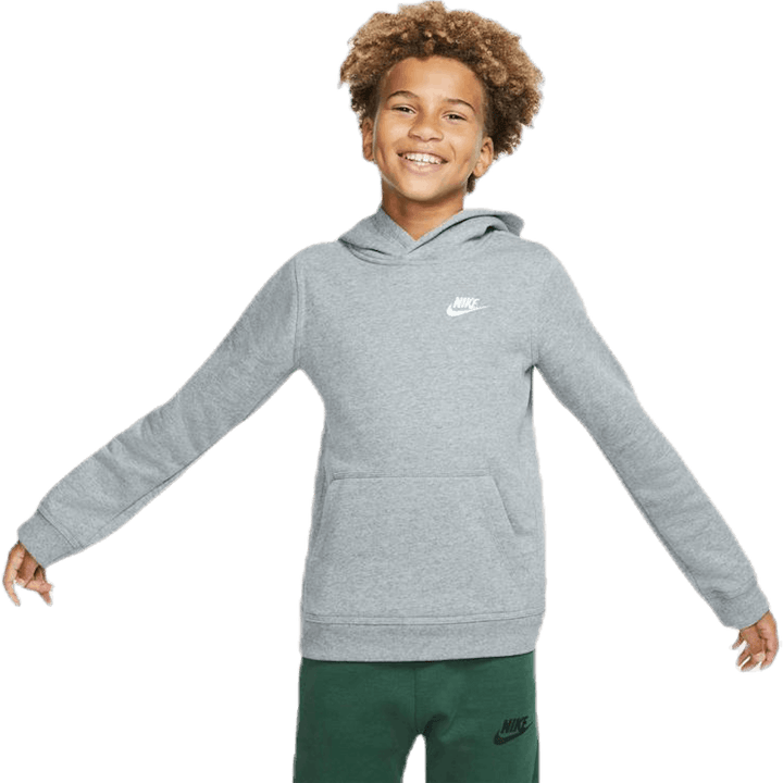 Sportswear Club Big Kids' Pullover Hoodie CARBON HEATHER/WHITE