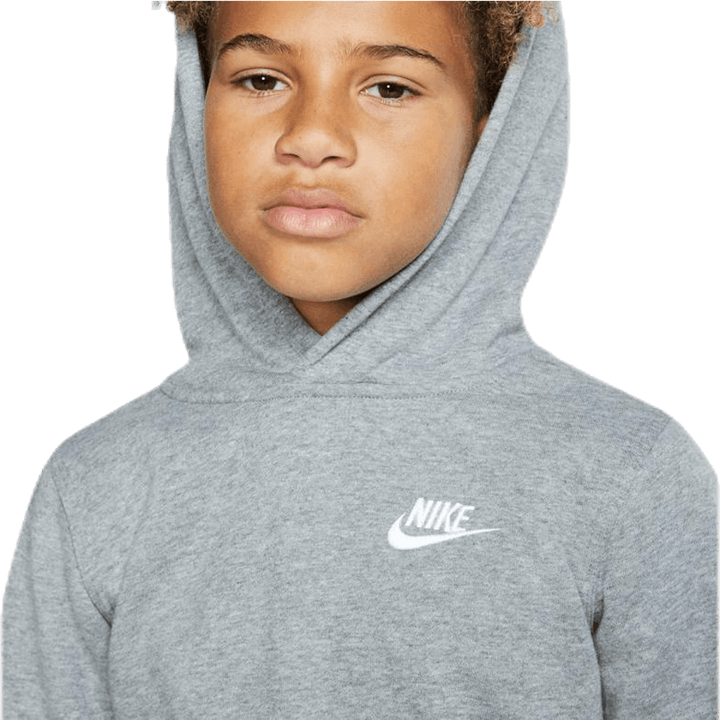 Sportswear Club Big Kids' Pullover Hoodie CARBON HEATHER/WHITE