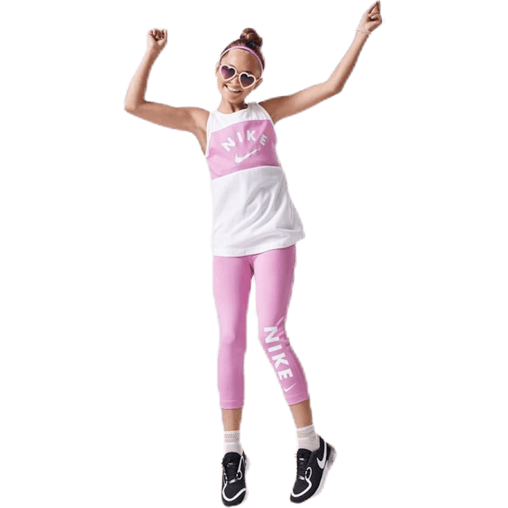 Extra Long Tank Jr Pink/White