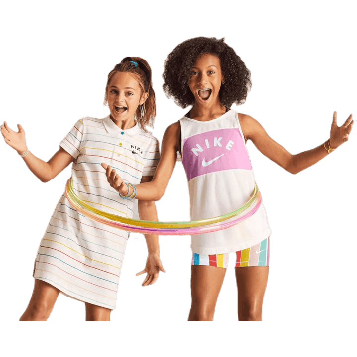 Extra Long Tank Jr Pink/White
