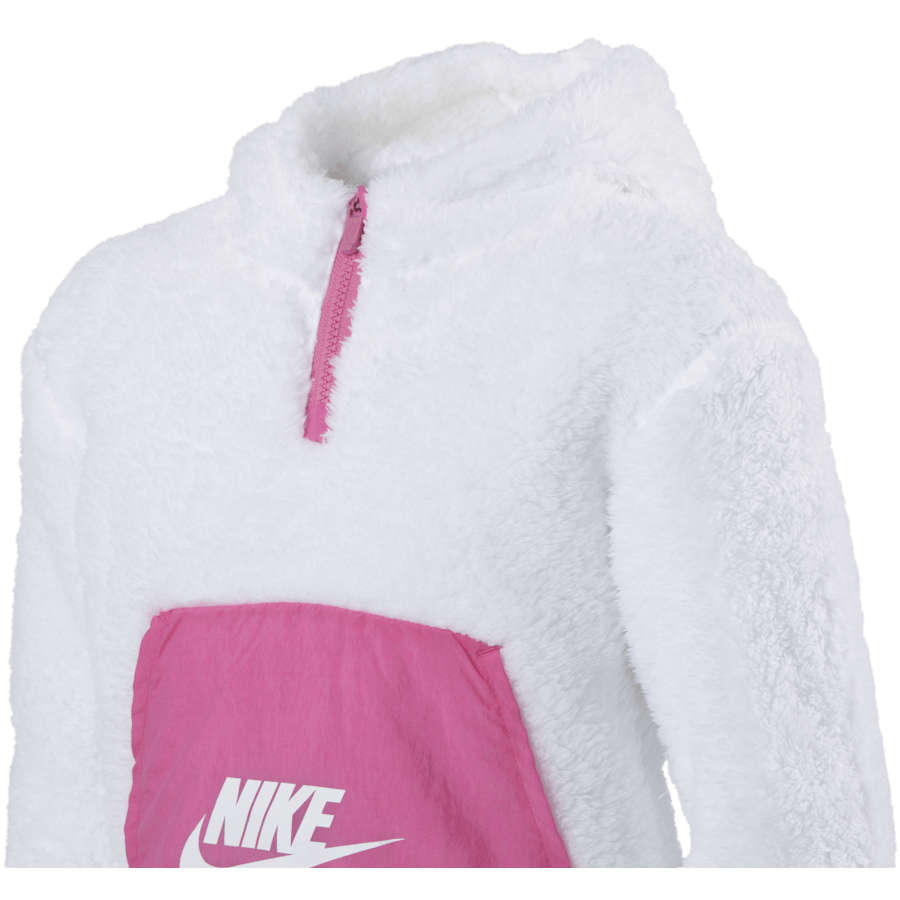 Air Sherpa Half Zip Hoodie Junior Pink/White