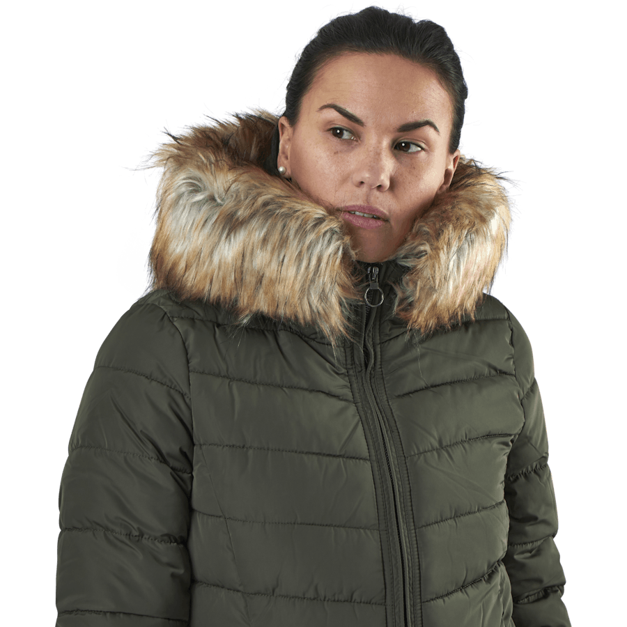 Newellan Quilted Fur Hood Jacket Otw Green