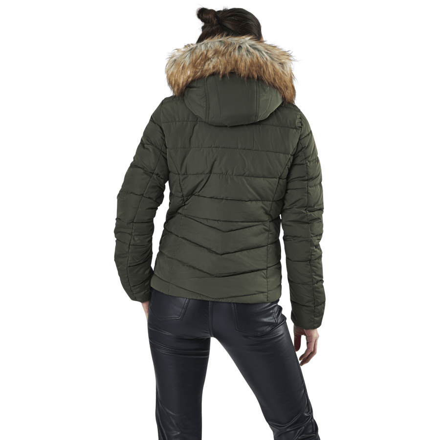 Newellan Quilted Fur Hood Jacket Otw Green