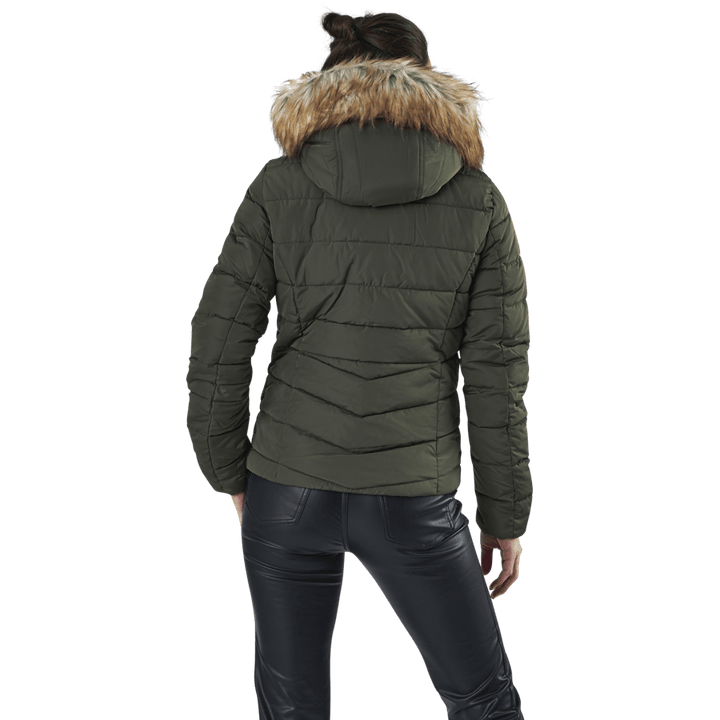 Newellan Quilted Fur Hood Jacket Otw Green