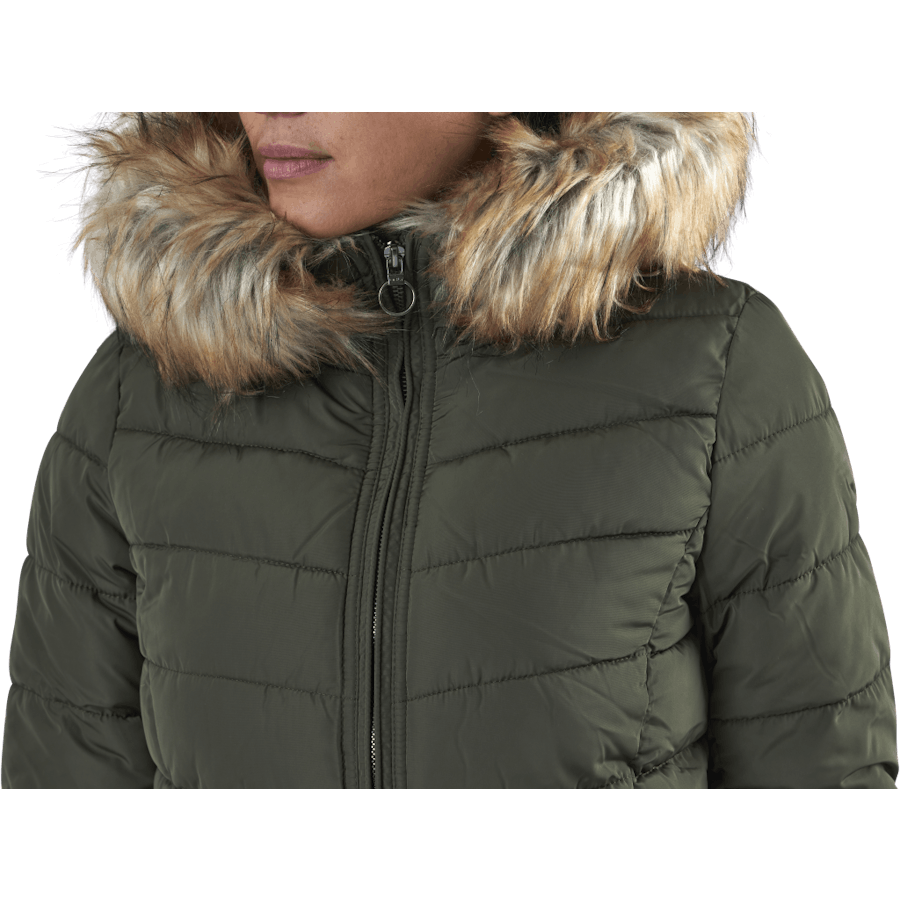 Newellan Quilted Fur Hood Jacket Otw Green