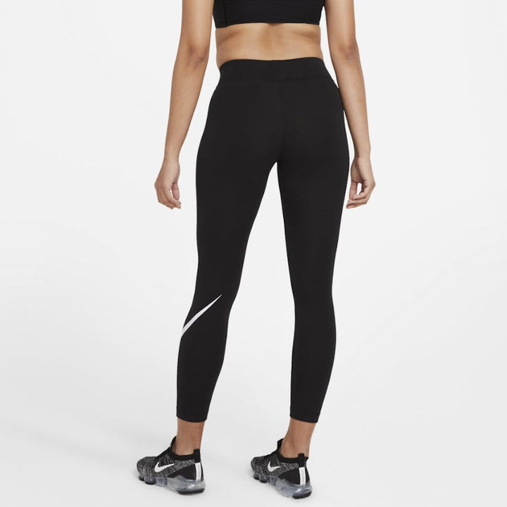 Sportswear Essential Women's Mid-Rise Swoosh Leggings (Plus Size) BLACK/WHITE